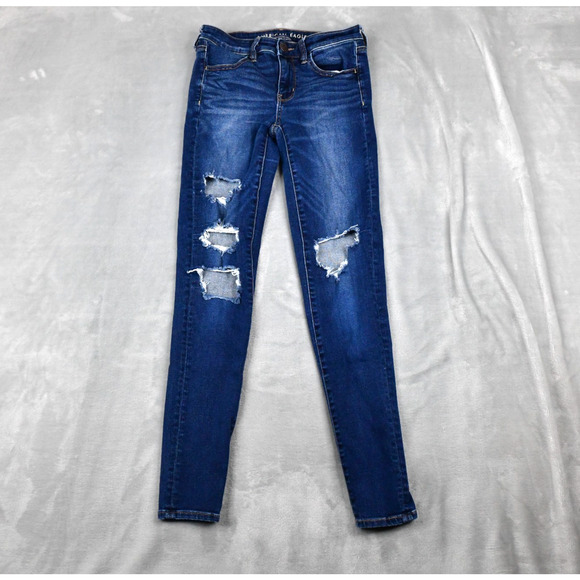 American Eagle Outfitters Denim - American Eagle Jeans Womens 6 Long (27x29) Jegging Distressed Blue Denim